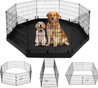 Dog Playpen - Metal Foldable Dog Exercise Pen  Pet Fence Puppy Crate Kennel Indo