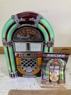 Nostalgia Classics Retro Jukebox Lighted Tabletop Am fm Radio Cd Player Read
