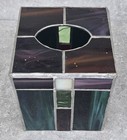 Vtg Jewel Tone Studio-stained Slag Glass Arts Crafts Tissue Box Cover Freeuship