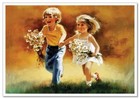 Lovely Children-flowers Of Life Pretty Boy Girl Funny Kids New Modern Postcard