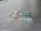 Vintage Southwestern Zuni Solid Sterling Silver Turquoise Dangle Drop Earrings