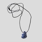 Blue Sodalite Frog Pendant Necklace Hand Carved Gemstone Animal Totem Cord   