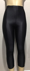 Vtg Hanes Black Shiny Nylon Spandex Workout Leggings S M