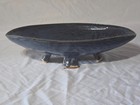 Handmade Studio Pottery Footed Oval Bowl Blue Gray Glaze 13  Centerpiece