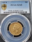 1874  3 Gold Indian Princess Pcgs Xf45