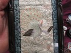 2 Antique Chinese Silk Embroidered Tapestry Panels Flowers   Birds Bamboo Framed