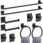 10-piece Black Bathroom Accessories Set   24  Towel Bar  Hooks  Toilet Paper Hol