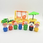 Vtg Fisher Price Little People Family Swing Set Patio Table Tricycle Car Lot  1