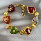Vintage Enamel Droplet Heart Bracelet