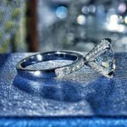 14k White Gold Plated Real Moissanite 3ct Round Cut Solitaire Engagement Ring