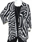 Masseys Women s Striped Mock Jacket With Pant Set In Black white - S