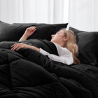 Queen Comforter Set Black  Bed Bag Queen Size 8 Pieces All Season Bed Set