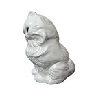 Vintage White Ceramic Fluffy Kitten Cat Figurine Blue Eyes Pink Tongue 1993