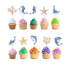 10 Pcs Shark Cupcake Toppers For Baby Shower Birthday Ocean Adventure Decor