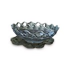 Vintage Mid Century Clear Cut Out Glass Fruit Bowl Design Centerpiece Decorative