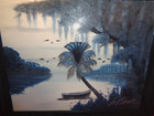 Al Black Original Florida Highwaymen Signed Canal Scene With Boat Oil On Board