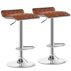 Set Of 2 Leather Swivel Bar Stools Adjustable Kitchen Counter Height Pub Chairs