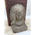 Pair Antique Cast Iron Indian Chief Bookends Jennings Brothers Decor