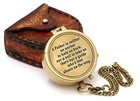 Compass Gift For Father  Vintage Engraved Pocket Compass W leather Case
