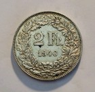 1940 Switzerland 2 Francs Wwii Era Silver Coin