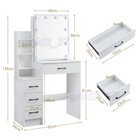 White Vanity Desk Set W  Led Sliding Mirror Stool 4drawers Makeup Dressing Table