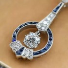 Antique Art Deco Lab Created Diamond   Sapphire 925 Silver Engagement Earrings