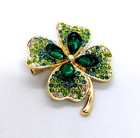 Four Leaf Clover Brooch Green Frosted-tips Lapel Pin St  Patrick s Day Shamrock