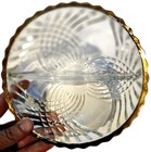 Vintage Glass Bowl Divider Gold Trim Heavy Candy Nuts 6 d
