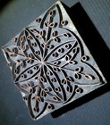 Antique Wood Block Iron Floral Leaf Filigree Stencil Ink Stamp Art Seal Usa Vtg