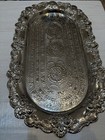 Vintage Embossed Silver Plated Tray Victorian Engraved Ornate Ruffled Edge