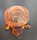 Vintage Depression Glass Turtle Covered Candy Dish Trinket Box