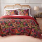 New Anthropologie Multicolor Floral Boho King Quilt Bedspread Bedding Sham Set