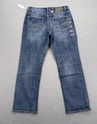 Bke Jeans Mens 34x32 Tyler Performance Straight Leg Blue Denim Whiskers New