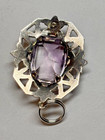 Vintage Sterling Silver Amethyst Flower Design Pendant 3 8g