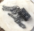 Silver Tibetan Prayer Wheel Pendant Hand-engraved Mantras Necklace 23    Chain