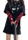 Punk Gothic Rock Striped Arm Warmers Y2k   Emo Accessories  red  