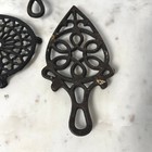 Vintage Cast Iron Trivet Set 6pc Filigree Floral Rustic Black Brown Wall Decor