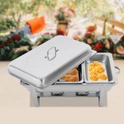 Silver 3 Pan Food Warmer Stainless Steel Buffet Set Food Pan Catering Chafer