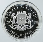 2019 Somalia Republic Elephant African Wildlife Proof Silver 100shl Coin I116544