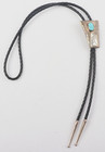 Vtg Navajo Signed K Handmade Turquoise Sterling Silver Stamped Concho Bolo Tie