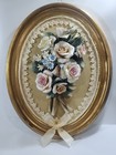 Capodimonte Framed Wall Art Porcelain Oval 3d Flower Bouquet  