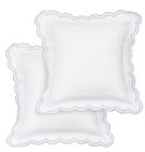Melange Home Percale Double Scalloped Embroidered Euro Pillow Shams 2 In Blue