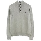  new - Polo Ralph Lauren Mens Classic 3 Button Cotton Sweater - Gray   S - Xl