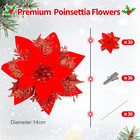 30 Pcs Red Poinsettia Artificial Christmas Flowers For Xmas Tree 5 5  Glitter Po
