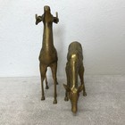 Vintage Pair Of Brass Spotted Deer Buck And Doe Large Figurines 13 1 2    8 1 2 