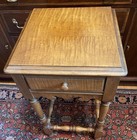 Small Tiger Maple  One Drawer Night Stand  Hand Turned Legs And Stretchers