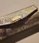 Vintage Lipstick Case Holder Mirror Embroidered Floral Snap  Beauty Accessory
