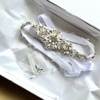 Sparkling Crystal Bridal Belt Sash With Silver Finish And Bright White Ribbon