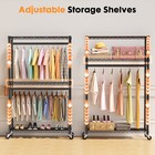 Rolling Clothes Rack heavy Duty Garment Racks 3 Tiers Portable Adjustable Wire