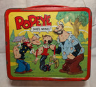 Popeye Lunch Box - 1980 - Metal Box  Plastic Handle - Very Used Condition